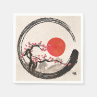 Zen Enso Circle and Sakura Tree