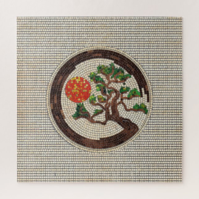Zen Enso Circle und Bonsai Tree Mosaic Puzzle (Vertikal)