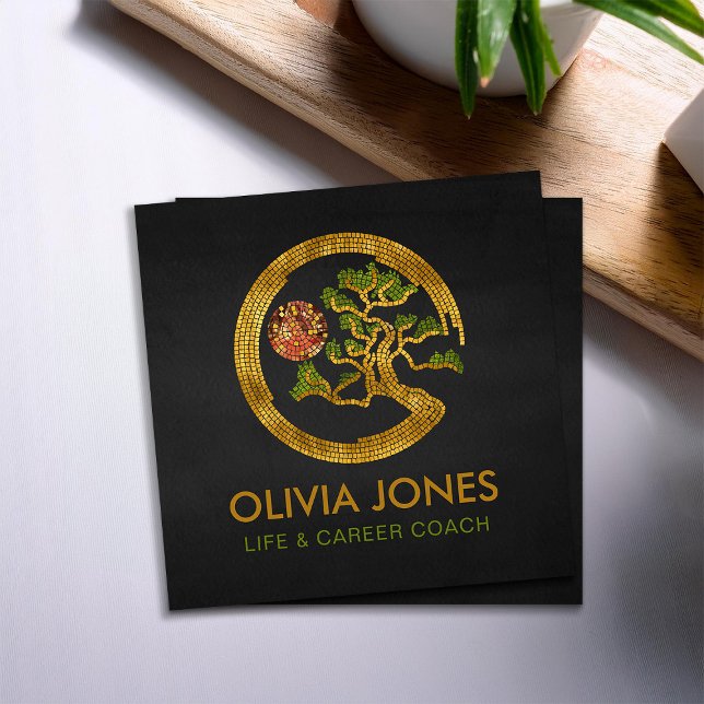 Zen Enso Circle und Bonsai Tree Mosaic Quadratische Visitenkarte (Von Creator hochgeladen)