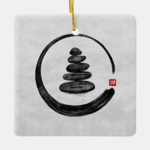 Zen Enso Circle und Zen Steine - Wasserfarbe Keramikornament