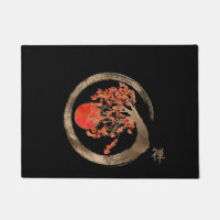 Zen Enso Kreis und goldener Kirschblüte-Baum