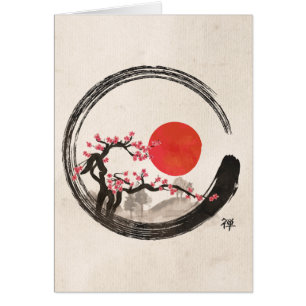 Zen Enso Kreis und Kirschblüte-Baum