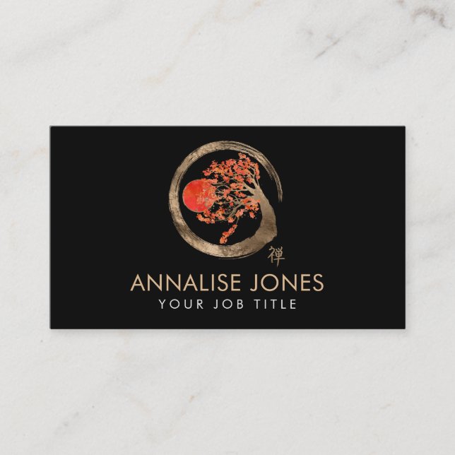 Zen Enso Kreis und Kirschblüte-Baum Visitenkarte (Vorderseite)