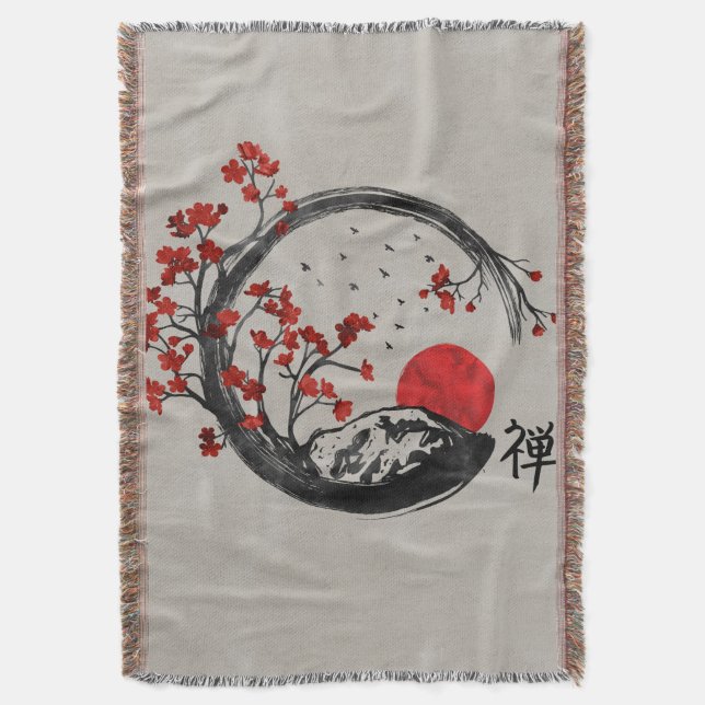 Zen Enso Kreis und Kirschblüte-Niederlassungen Decke (Vorderseite Vertikal)