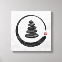 Zen-Enso-Kreis und Zen-Steine - Aquarell