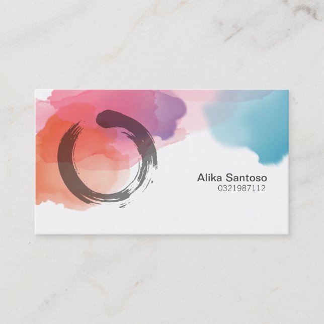 Zen Enso Watercolor Business Card Visitenkarte (Vorderseite)
