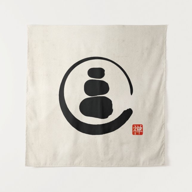 Zen-Enzo-Kreis und Zen-Steine Wandteppich (Vorderseite)