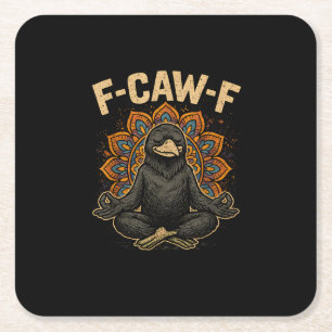 Zen F-Caw-F Krähe Yoga Rabe F-Caw-F Zen Lustig Med Rechteckiger Pappuntersetzer