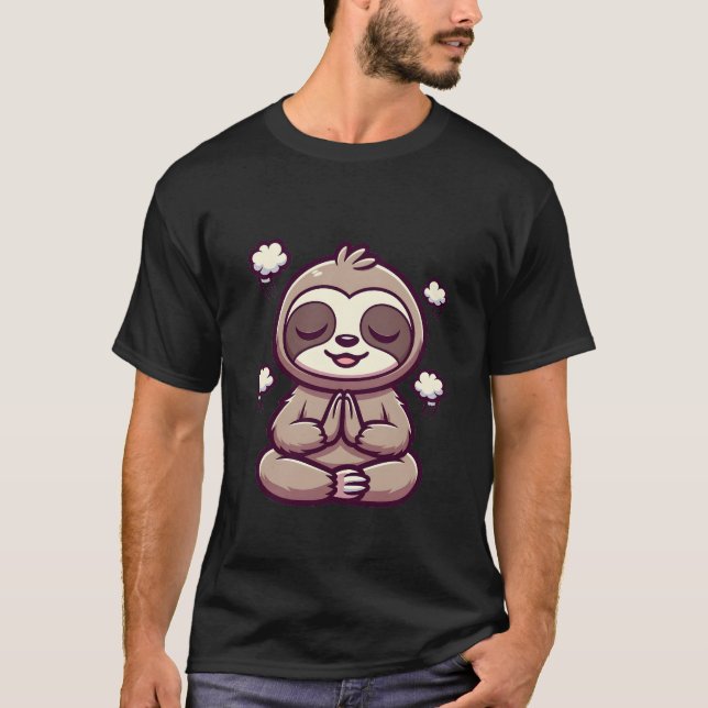 Zen-Faultier meditierende Vibes T-Shirt (Vorderseite)
