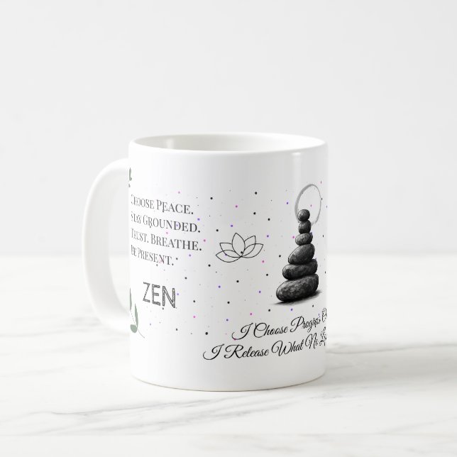 Zen Flow Achtsamkeits-Tasse Kaffeetasse (Vorderseite Links)