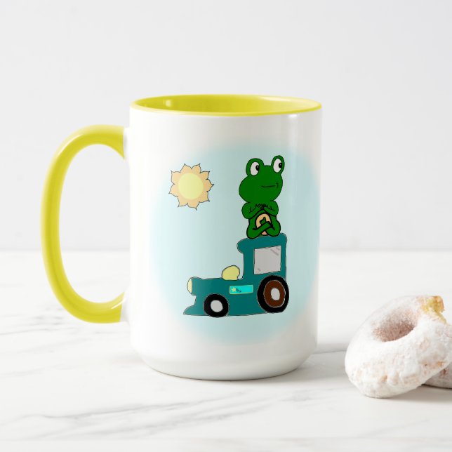 Zen Frog auf einem Zug Tasse (Mit Donut)