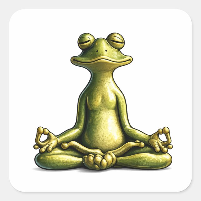 Zen Frog Quadratischer Aufkleber (Vorderseite)