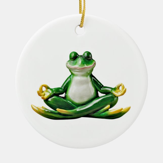 Zen Frog, Zen Frosch Weihnachtsschmuck, Zen Frosch Keramik Ornament (Vorne)
