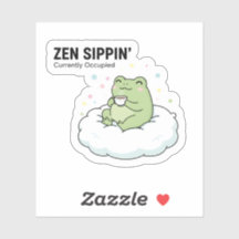 Zen Frosch Tee Aufkleber – Chillige süße Cloud-Tie