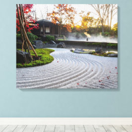 Zen Garden mit Raked Sand und japanischen Ahorn Leinwanddruck