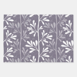 Zen Garden Stems Deep Minimal Botanical Silhouette Geschenkpapier Set