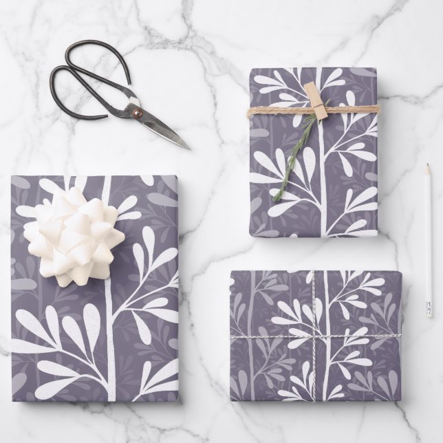 Zen Garden Stems Deep Minimale Botanische Silhouet Geschenkpapier Set (Vorderseite)