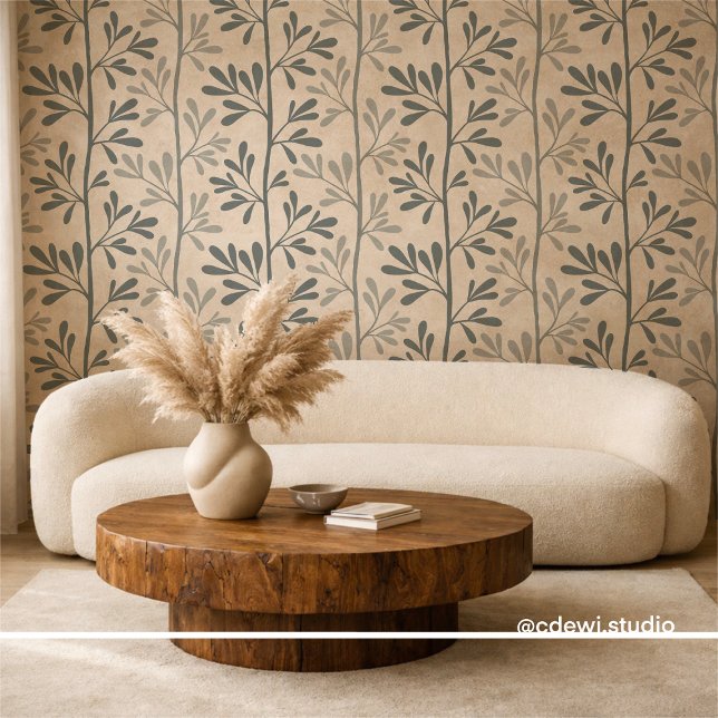 Zen Garden Stems Minimal Dark Green Silhouettes Tapete (Von Creator hochgeladen)