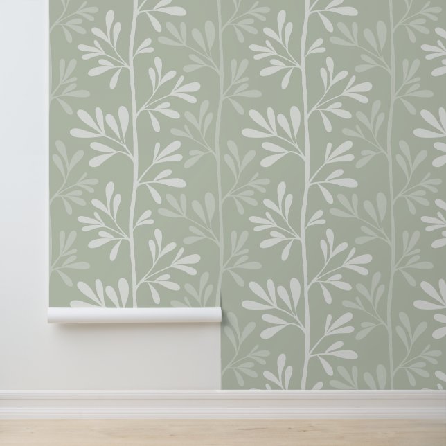 Zen Garden Stems XL12 minimal botanisch weiß Tapete (Anwendung)