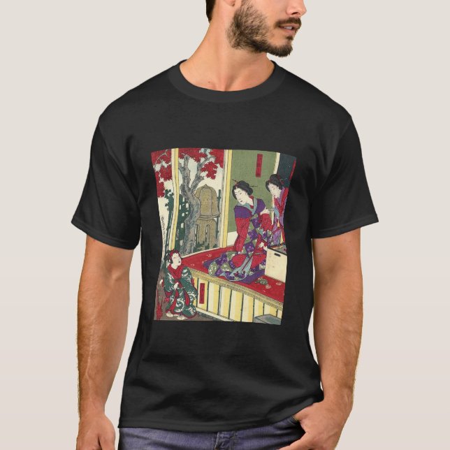 Zen Garten fallen Ahornbaum Kimono japanese geisha T-Shirt (Vorderseite)