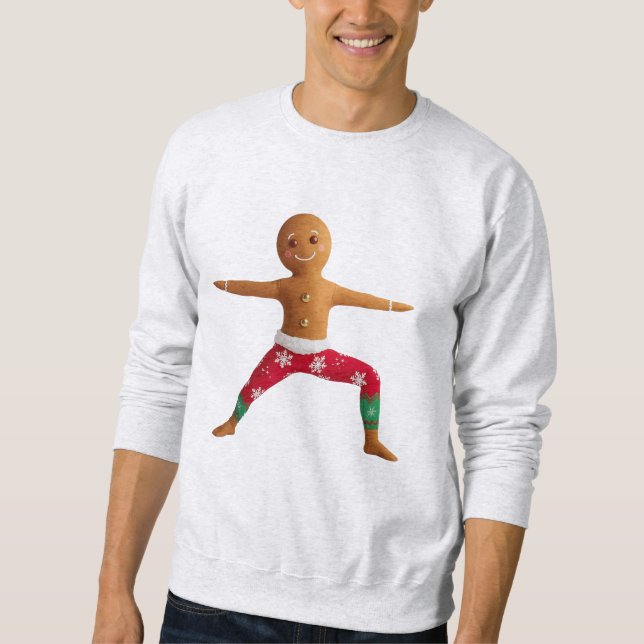 Zen Gingerbread – Yoga Warrior Cookie Christmas Te Sweatshirt (Vorderseite)