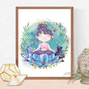 Zen Girl Yoga Wellness-Center Rocks Blume Spiritue Poster
