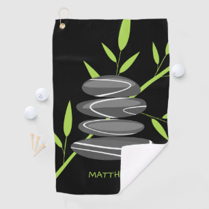 Zen Golfhandtuch mit Design aus gestapelten Kiesel