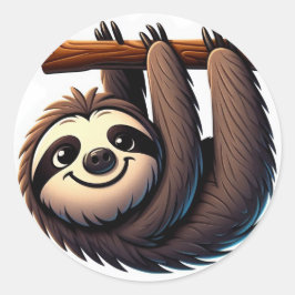 Zen Green Chill Sloth Runder Aufkleber
