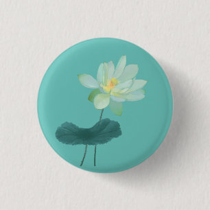 Zen Green Lotus Blume Asiatisch Inspiriert Button