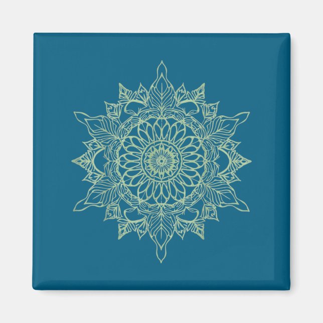 Zen Grow Line Art Mandala Friedliche Botanik  Magnet (Vorne)