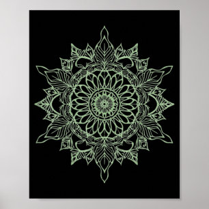 Zen Grow Line Art Mandala Friedliche Botanik Poster