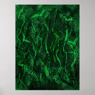 Zen-Grün-Töne-Beruhigende-Abstract-Wandkunst-Poste Poster
