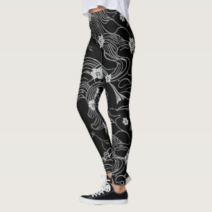 Zen Ink Flow Leggings Schwarz und Weiß