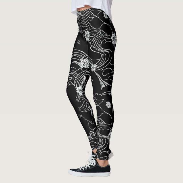 Zen Ink Flow Leggings Schwarz und Weiß  (Links)