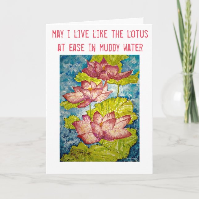 Zen Inspiration Lotus Aquarellfarben Grußkarte Karte (Vorderseite)