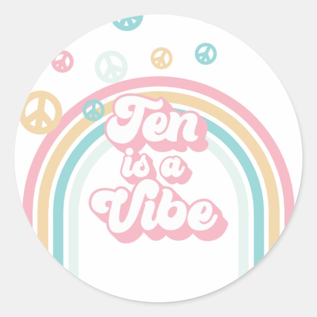 Zen ist ein Vibe Retro Summer Rainbow Runder Aufkleber (Vorderseite)