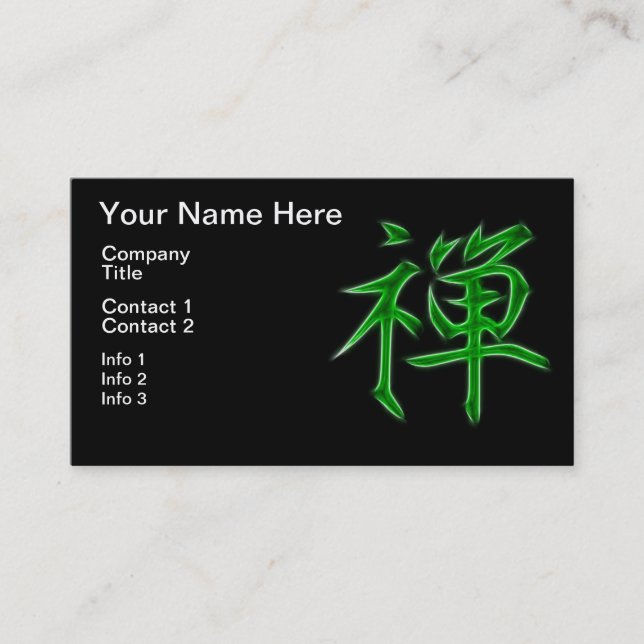 Zen-japanisches Kanjikalligraphie Symbol Visitenkarte (Vorderseite)