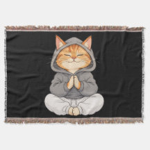 Zen-Katze im Hoodie – Süße meditierende Cartoon-Ka