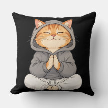 Zen-Katze im Hoodie – Süße meditierende Cartoon-Ka