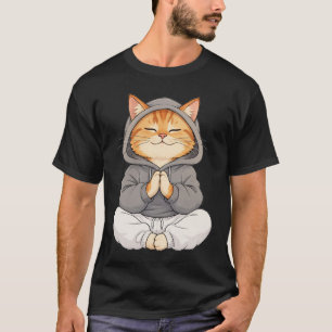 Zen-Katze im Hoodie – Süße meditierende Cartoon-Ka T-Shirt