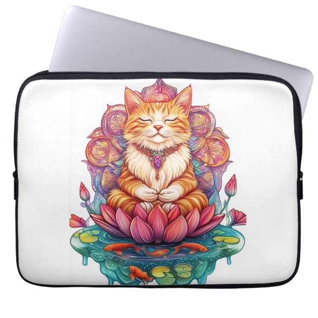 Zen-Katzen-Vibes � meditierende Kitty psychedelisc Laptopschutzhülle (Vorderseite)