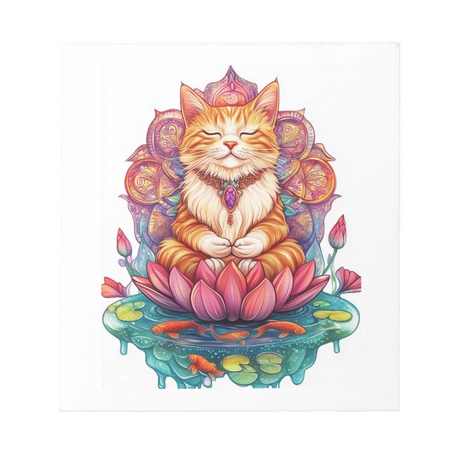 Zen-Katzen-Vibes � meditierende Kitty psychedelisc Notizblock (Vorderseite)
