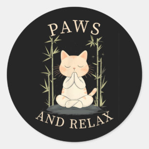 Zen-Katzen-Yoga-Design für Katzenliebhaber Männer Runder Aufkleber