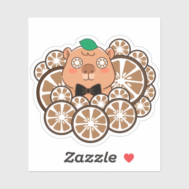 Zen Kawaii Capybara-Spa-Tag mit Zitrone Aufkleber (Blatt)