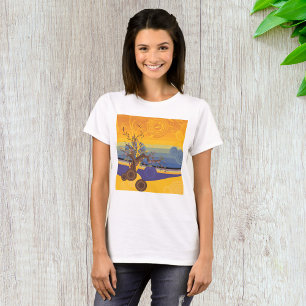 Zen-Kirschblütenbaum Abstrakte Sonnenuntergangskun T-Shirt