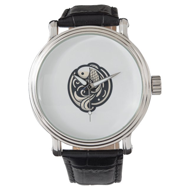 Zen Koi Fish Clock - Minimalistisches Design Armbanduhr (Vorderseite)