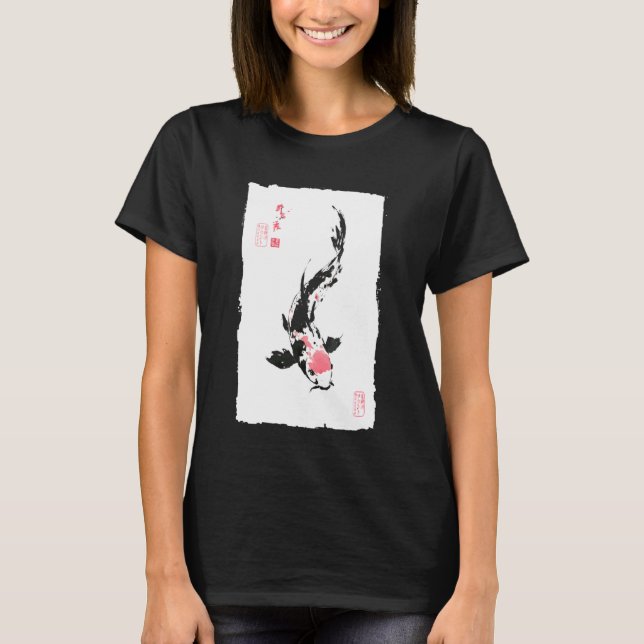 Zen Koi Fish Japanese Painting Good Fortune & Stre T-Shirt (Vorderseite)