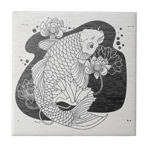 Zen-Koi-Lotus-Keramikfliese Fliese