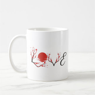 Zen-Liebe: Japanischer Kirschblüten-Sonnenuntergan Kaffeetasse