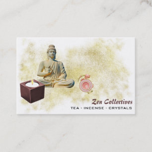 *~* Zen Lotus Buddha Candle Tee Gold Business Card Visitenkarte